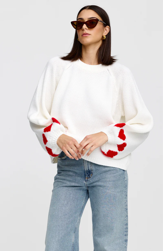 Cherie Hearts Knit - Ivory