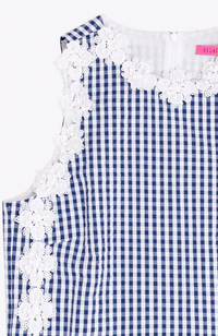 Ania Top - Navy/Gingham