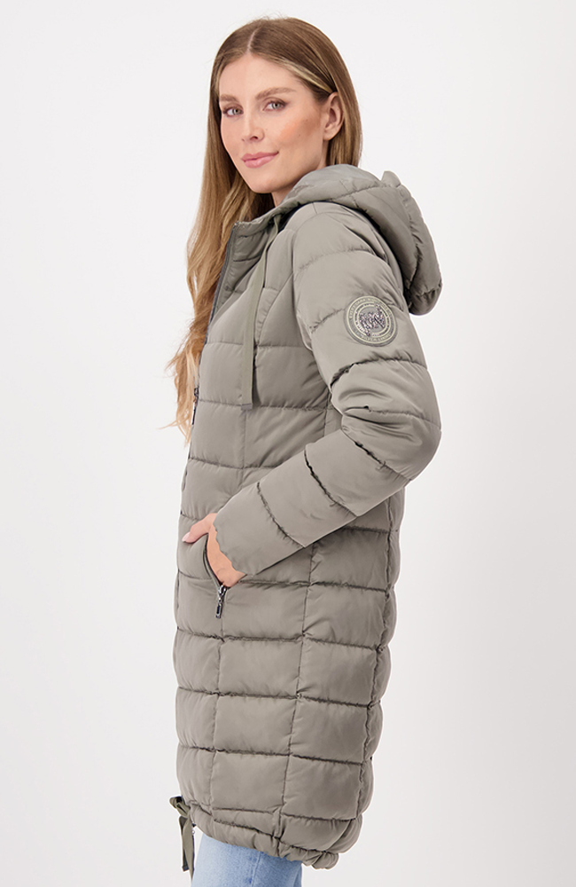 Quilted + Stripes Coat - Frozen Green