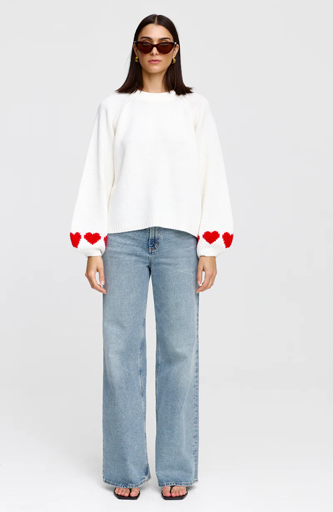 Cherie Hearts Knit - Ivory