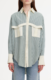 Ruby Shirt - Green/Stone Stripe
