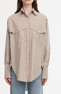 Riley Shirt - Stone/Ivory Stripe