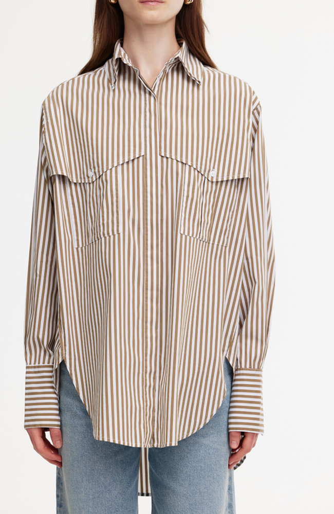 Riley Shirt - Stone/Ivory Stripe