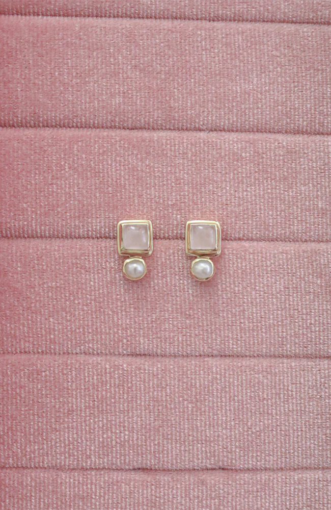 Impressionist Earrings - Rose Quartz