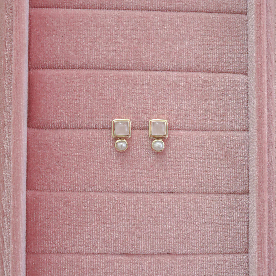Impressionist Earrings - Rose Quartz