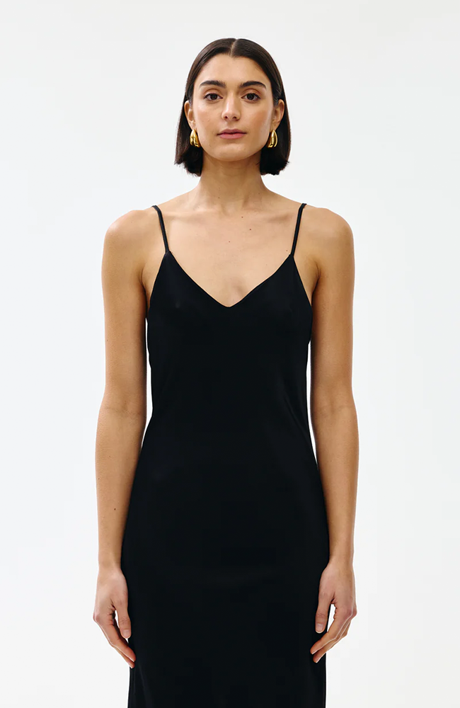 Dolly Dress - Black w Ivory Fringe