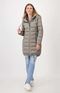 Quilted + Stripes Coat - Frozen Green