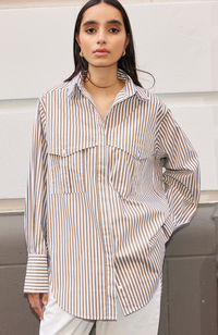 Riley Shirt - Stone/Ivory Stripe
