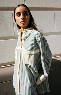 Ruby Shirt - Green/Stone Stripe