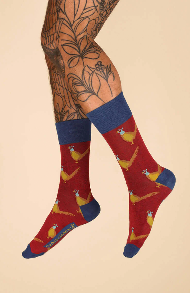 Men's Pheasants Socks - Raspberry