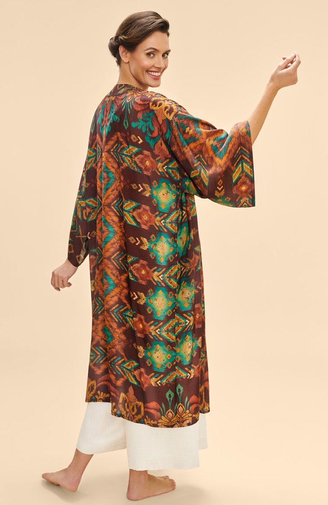 Kimono Gown - Chocolate Ikat