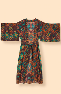 Kimono Gown - Chocolate Ikat