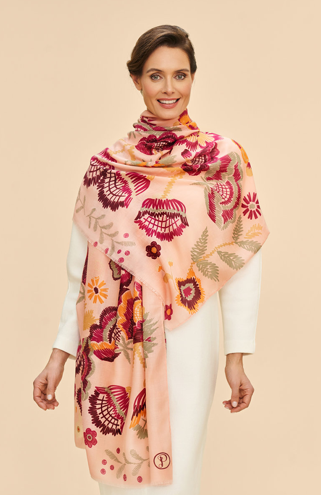 Printed Floral Symmetry Scarf