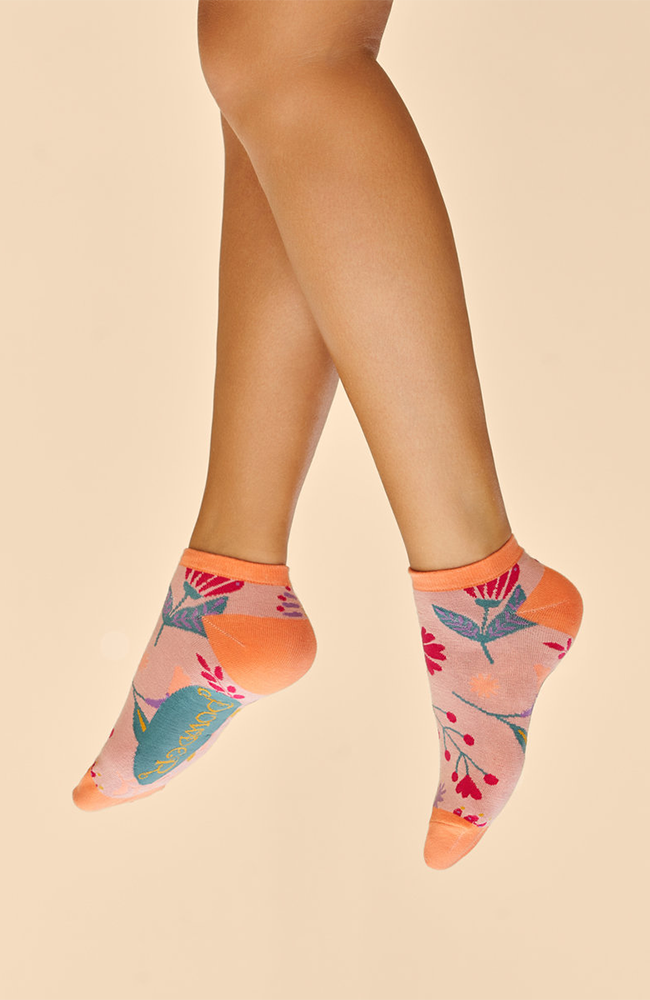 Watercolour Flowers Trainer Socks - Petal