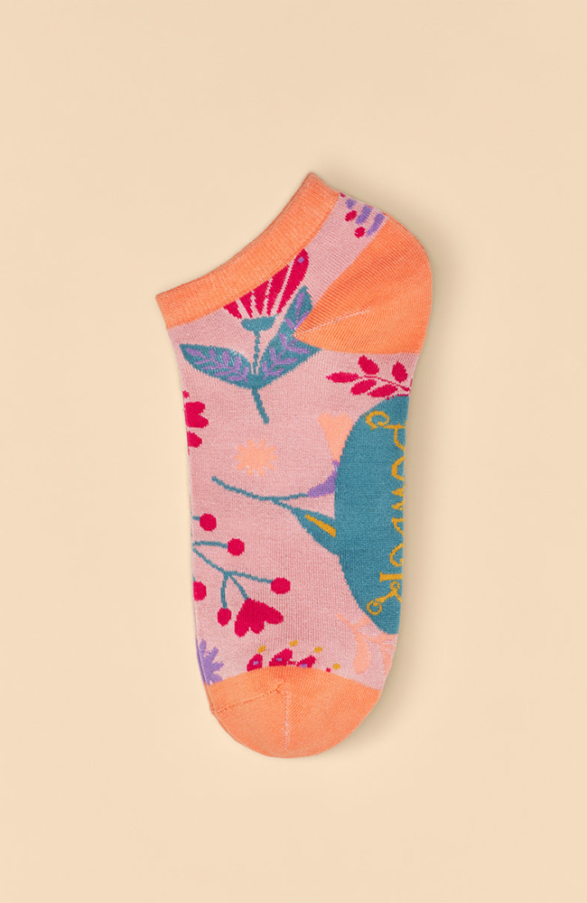 Watercolour Flowers Trainer Socks - Petal