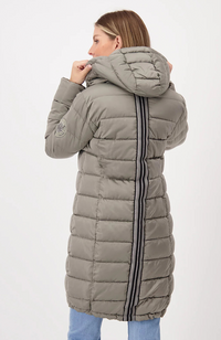 Quilted + Stripes Coat - Frozen Green