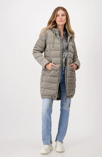 Quilted + Stripes Coat - Frozen Green
