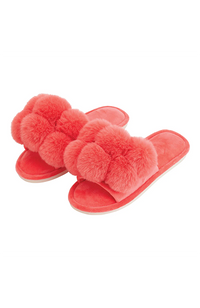 Luxe Pom Pom Slipper - Melon