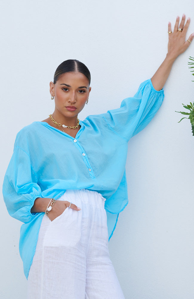 Brie Cotton Top - Azure