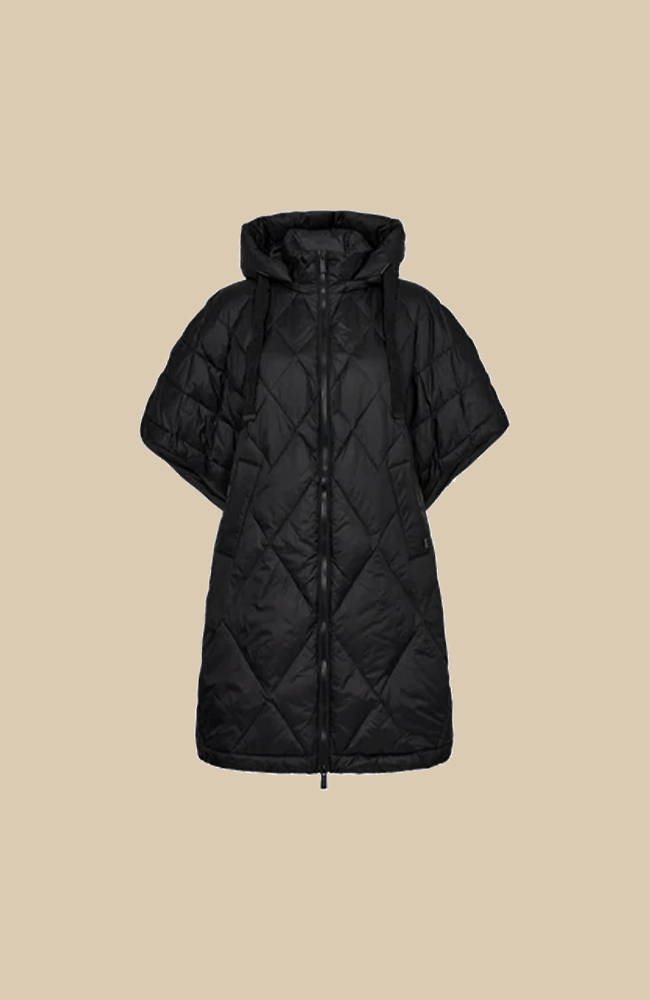 Faisa Down Poncho - Black
