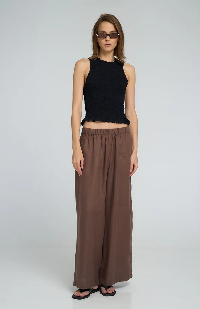 Flynn Linen Pant - Chocolate
