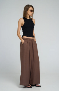 Flynn Linen Pant - Chocolate
