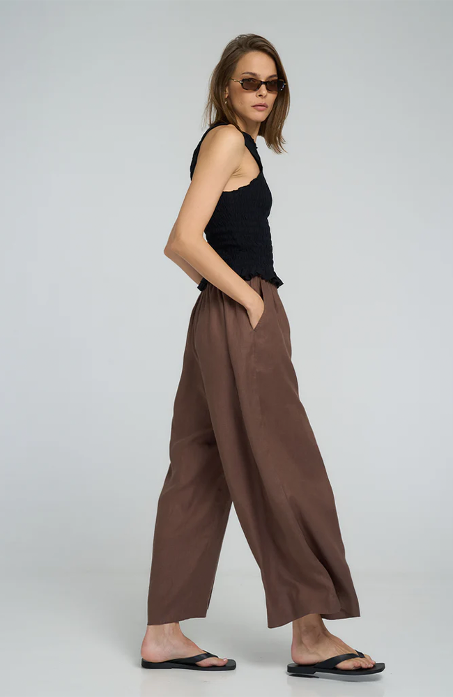 Flynn Linen Pant - Chocolate