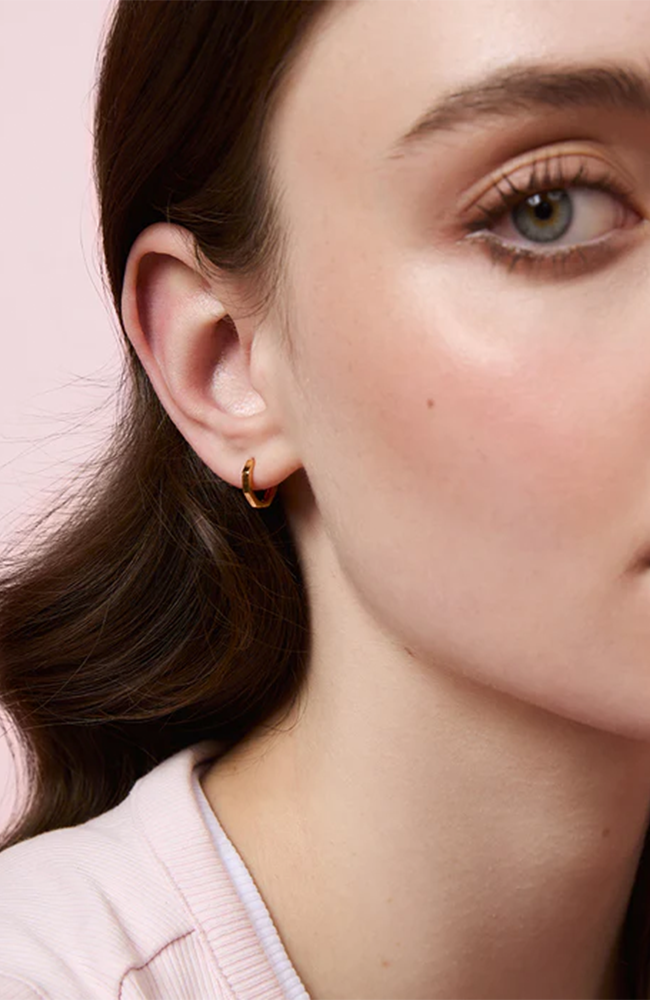 Hex Huggie Earrings - Gold