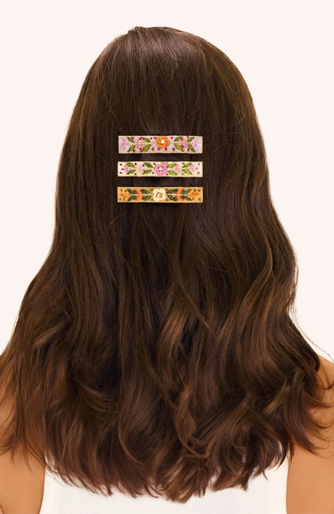 Hair Barette - Mint Floral Vine