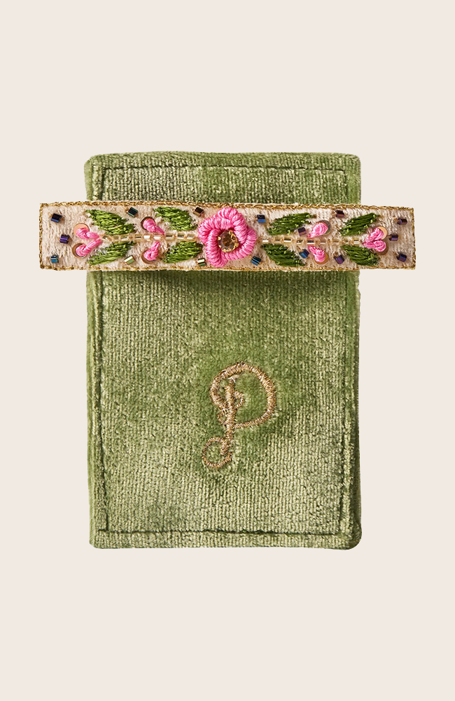 Hair Barette - Mint Floral Vine