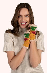 Cosy Wrist Warmers - Toadstool/Mustard