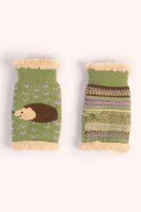 Hedgehog Wrist Warmers - Sage
