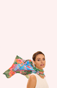Cotton Scarf - Folky Floral/Cornflower