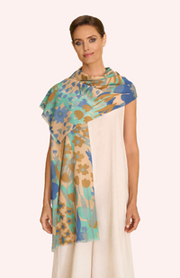 Cotton Scarf - Springtime Floral/Denim