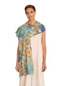 Cotton Scarf - Springtime Floral/Denim