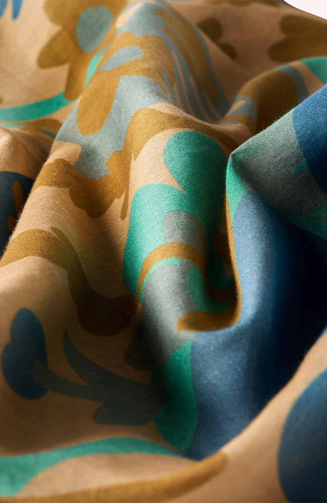 Cotton Scarf - Springtime Floral/Denim