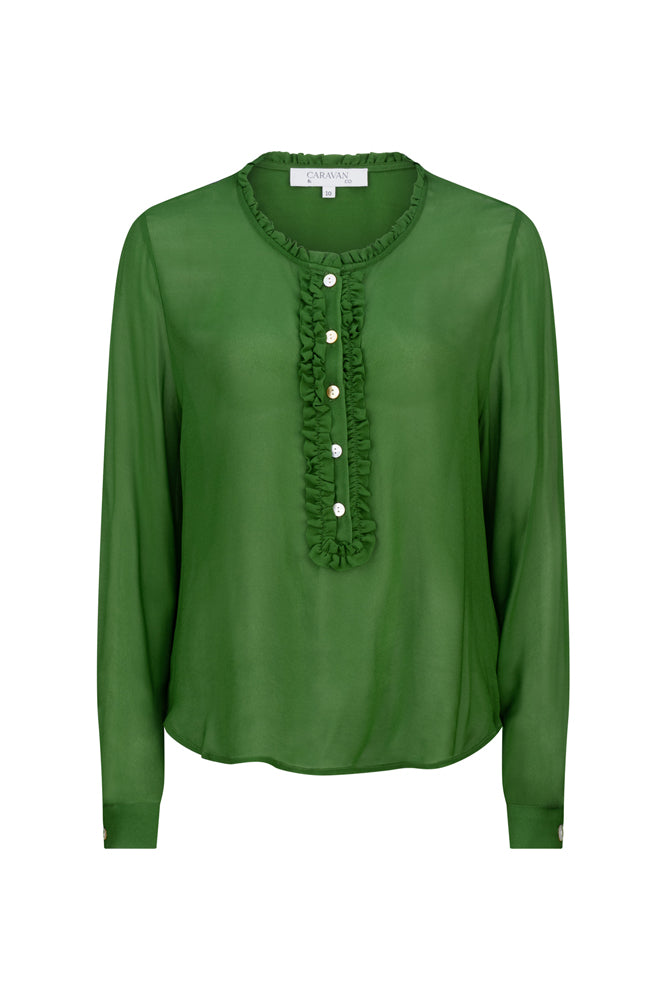 Moonlight Frill Front Blouse - Forest
