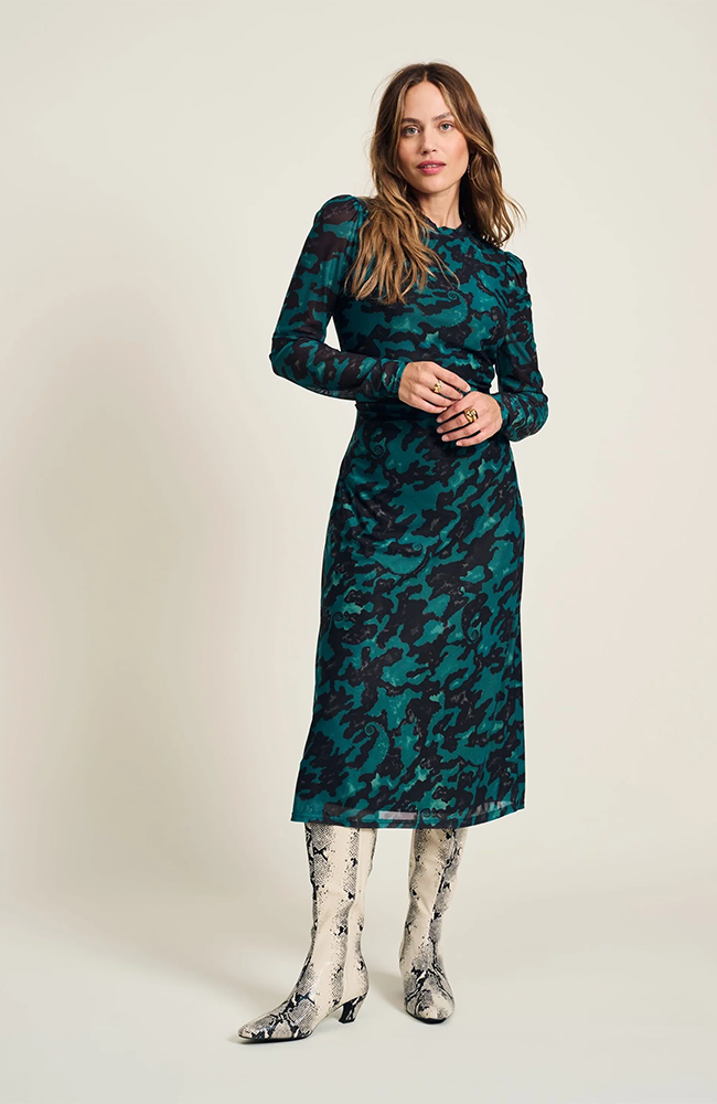 Camo Teal Green Mesh Dress