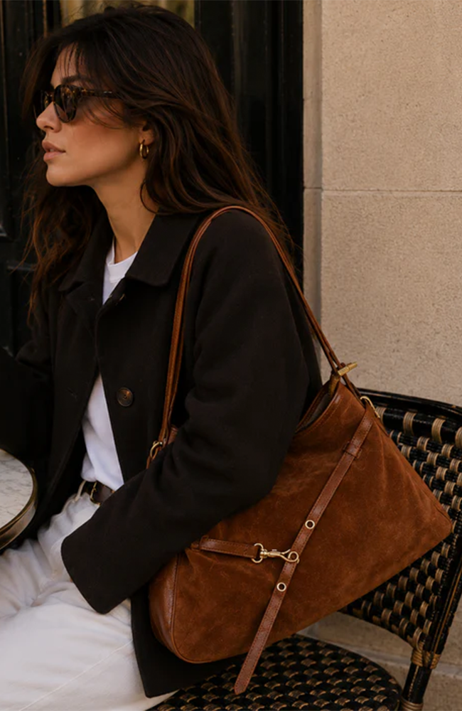 Victor Handbag - Suede/Camel