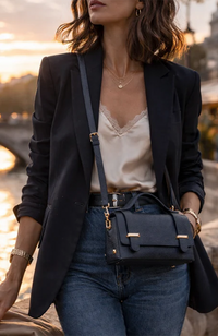 Margot Clutch Bag - Leather/Navy