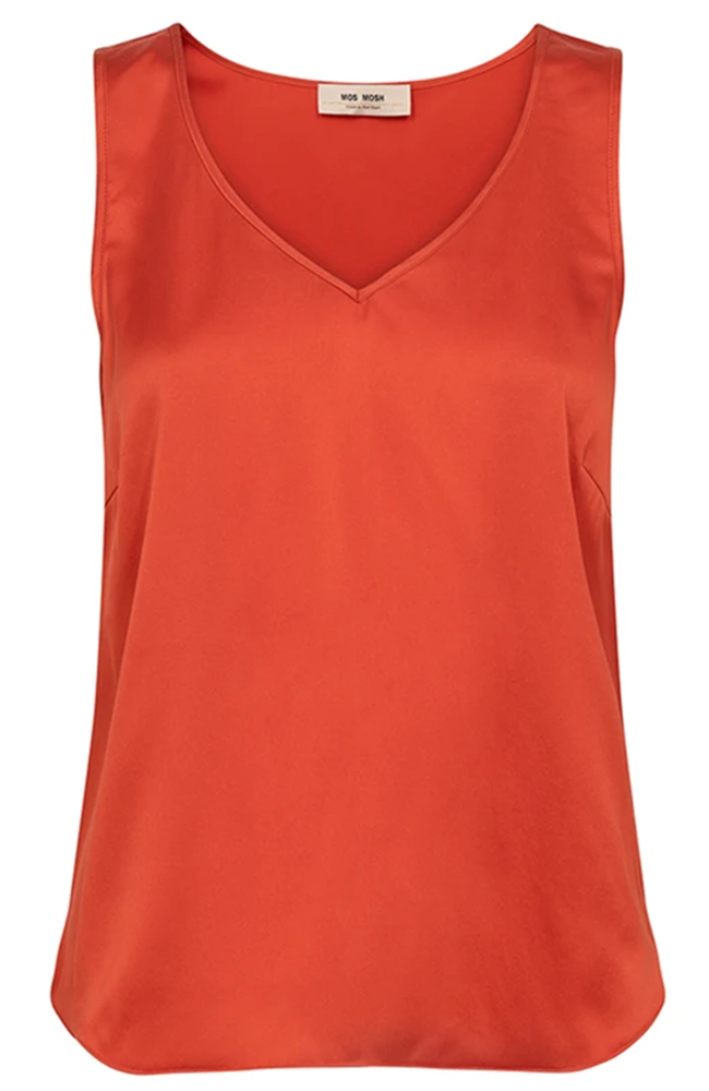 Astrid V-Neck Silk Tank - Spicy Orange