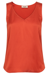 Astrid V-Neck Silk Tank - Spicy Orange