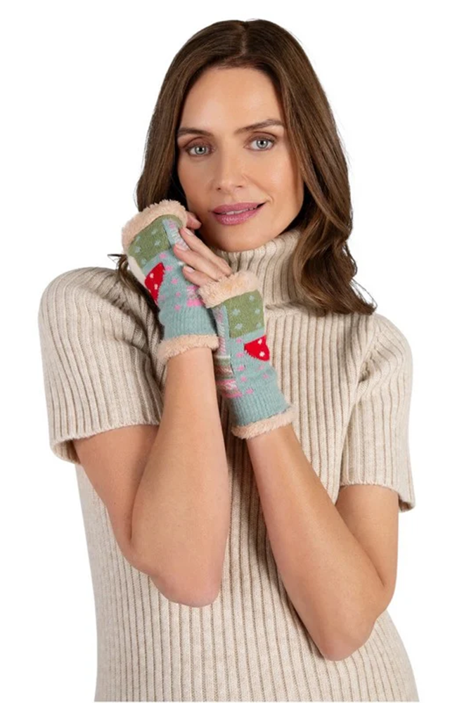 Cosy Wrist Warmers - Toadstool on Ice