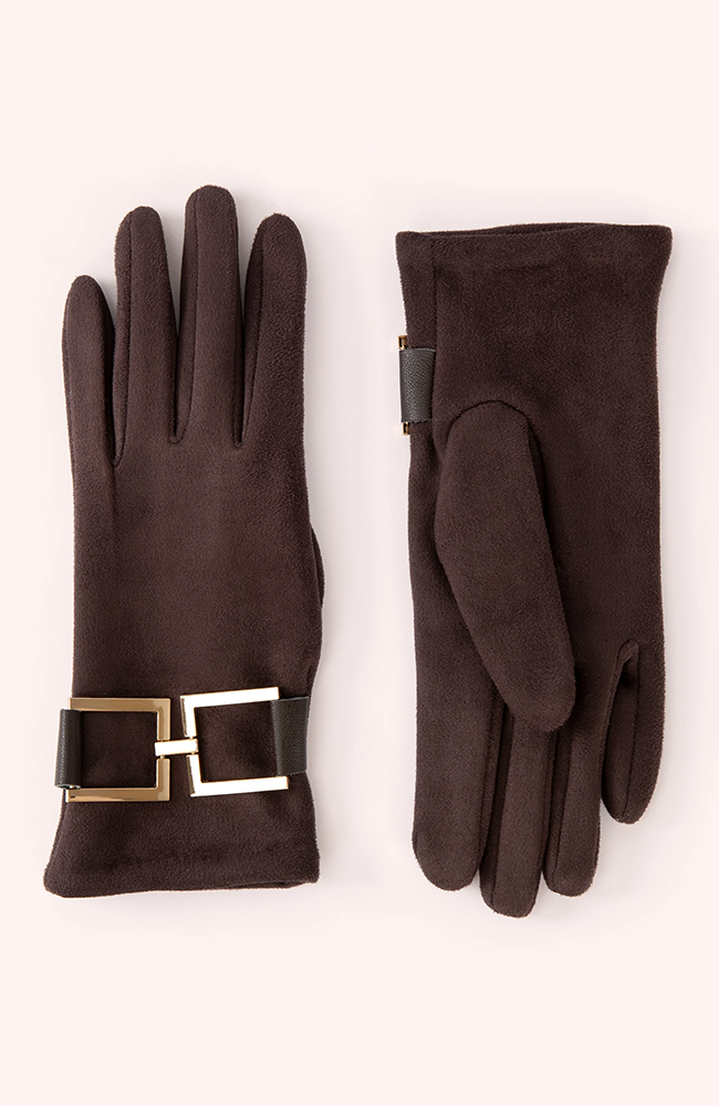 Dana Faux Suede Gloves - Chocolate