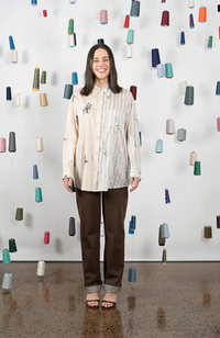 Rex Blouse - Tan/Pink Combo