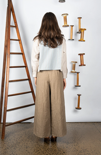 Reese Blouse - Blue/Brown Stripe