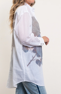 Cats Meow Shirt - Big Roses White