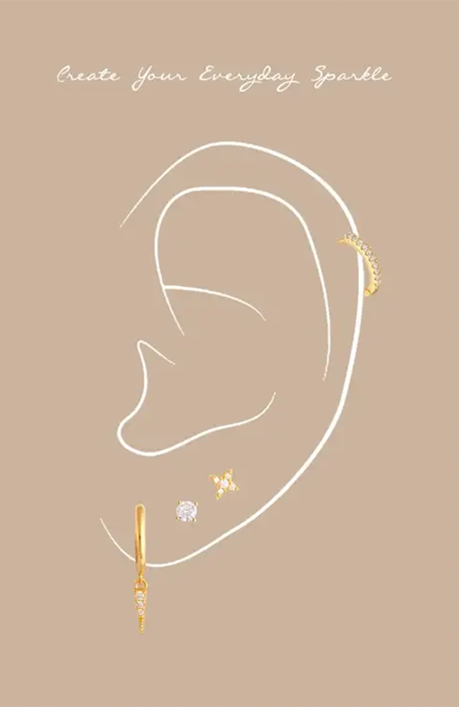 Hex Huggie Earrings - Gold
