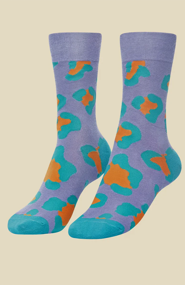 Men's Ankle Sock - Leopard Pattern/Lavender