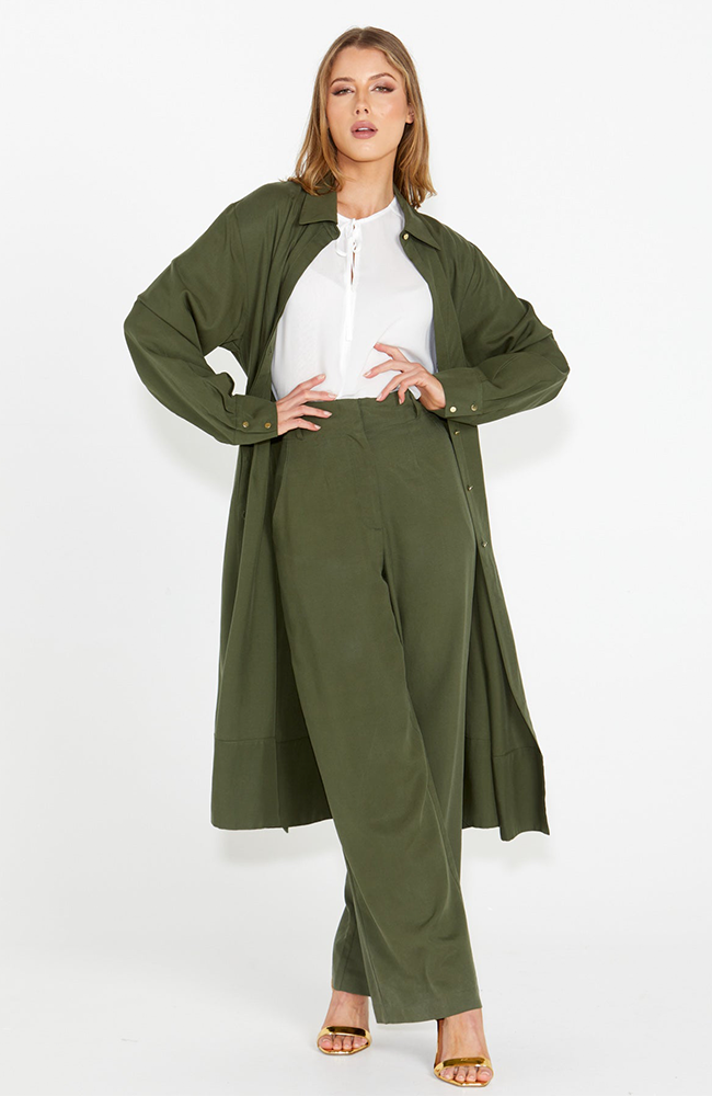 Alter Ego Duster Shirt Dress - Olive